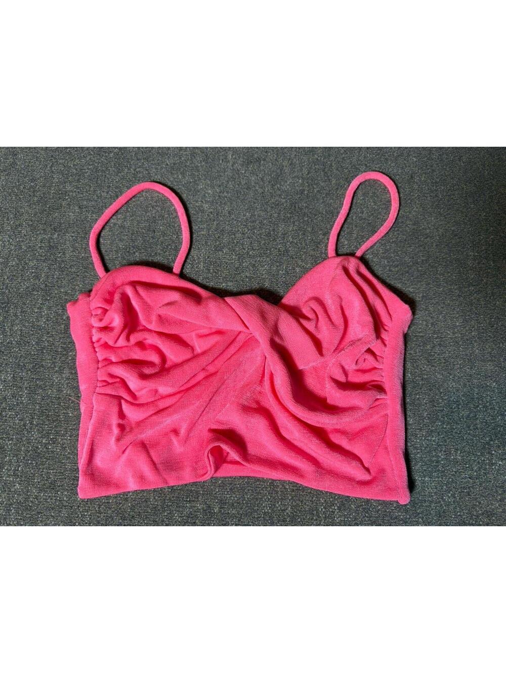 Olivaceous Hot Pink Ruched Twist Front Crop Top NWT Women’s XL